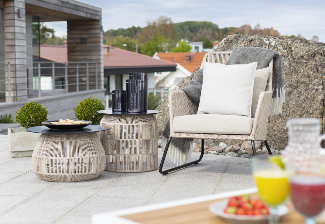 Lounge Gartensessel MIDWAY Kunstrattan beige incl. Sitzkissen