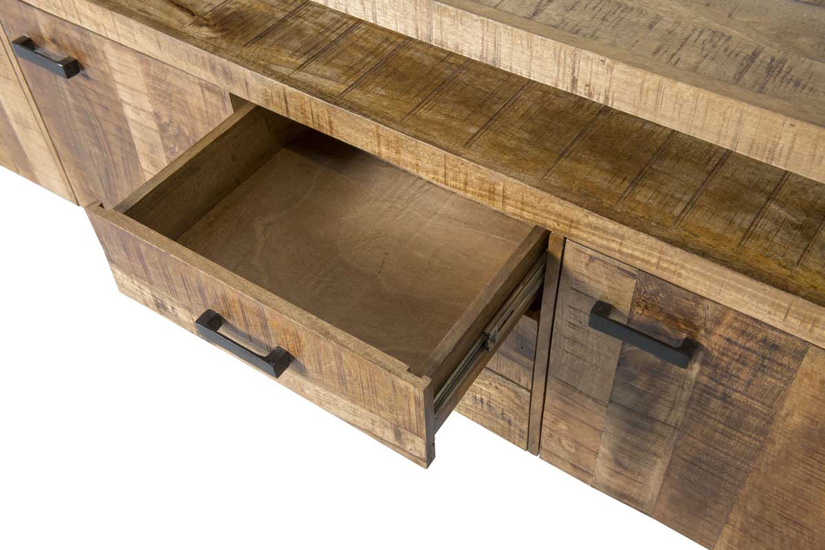 Kommode Sideboard Nairobi 210 cm Mango Holz Metall schwarz