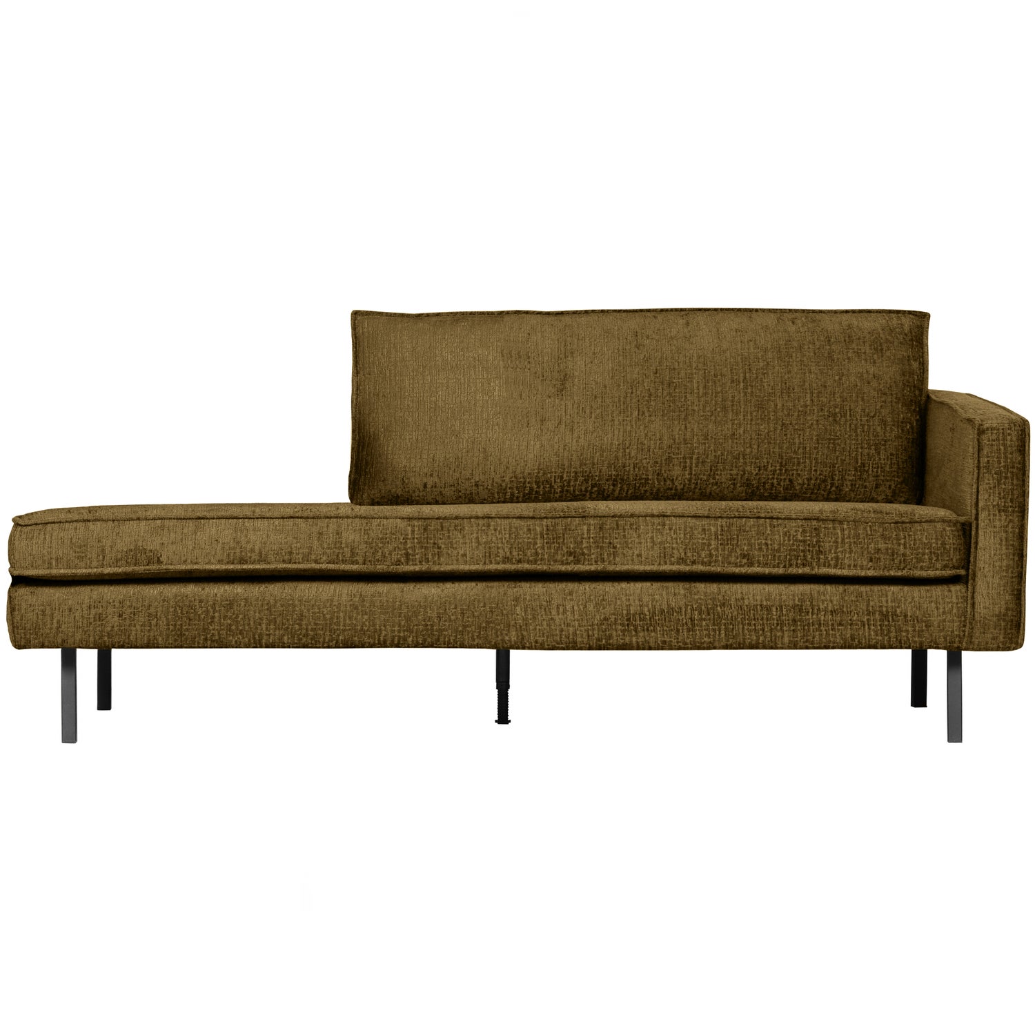 Sofa Chaiselongue RODEO Struktur Samt messingfarben Recamiere rechts Tagesbett