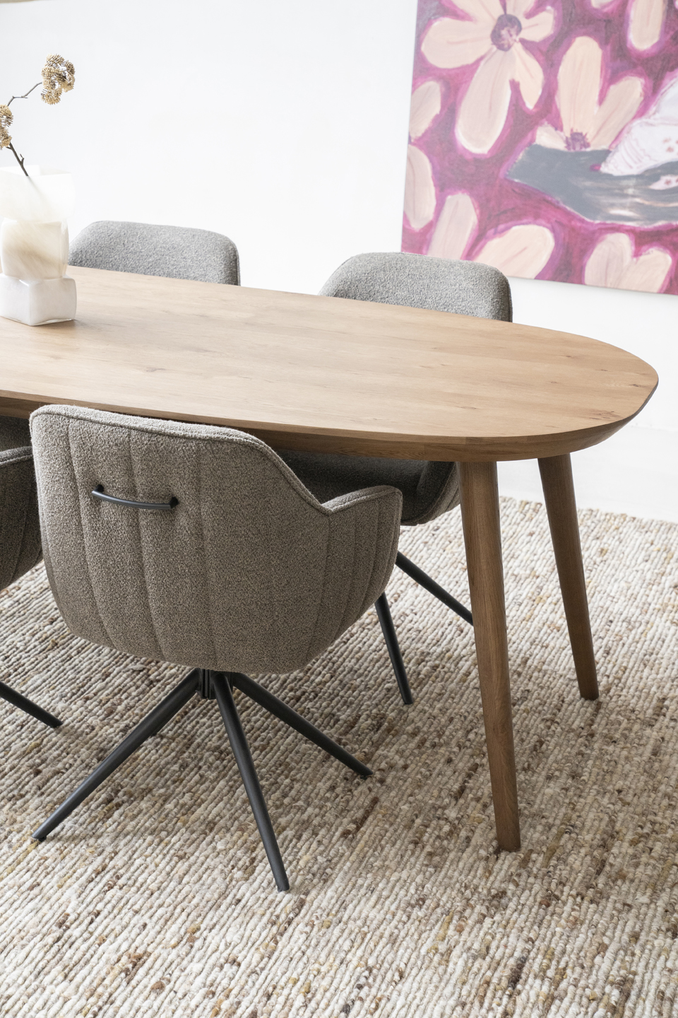 Esstisch Elijah oval 300 x 100 cm Braun Eiche dunkelbraun