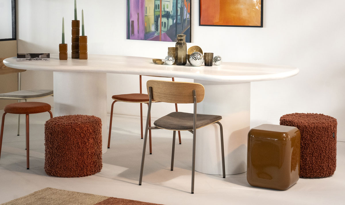 Pouf Vista Ø 40 cm Hocker Sitzhocker terracotta