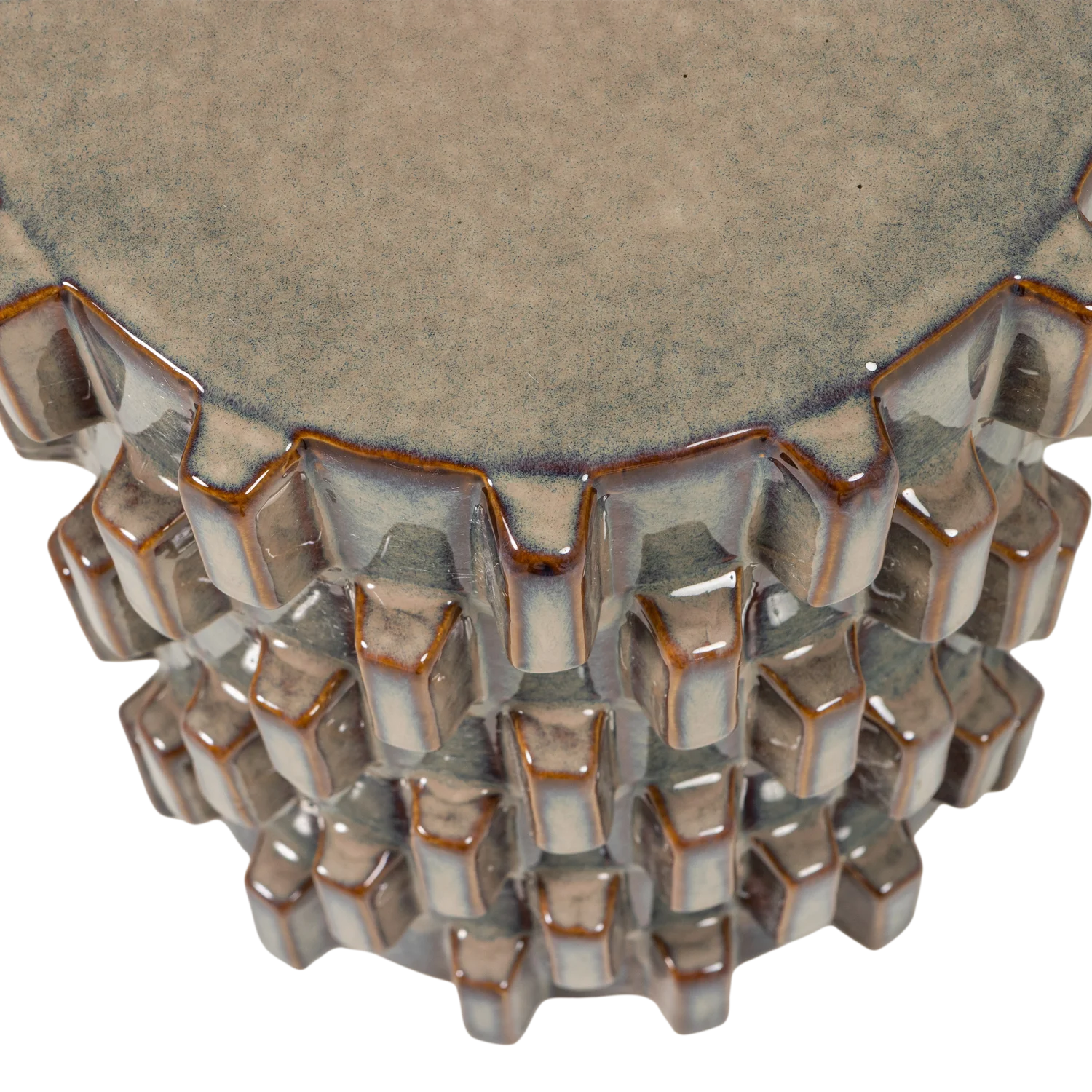 Beistelltisch AXU Ø 35 cm Keramik grau blau 