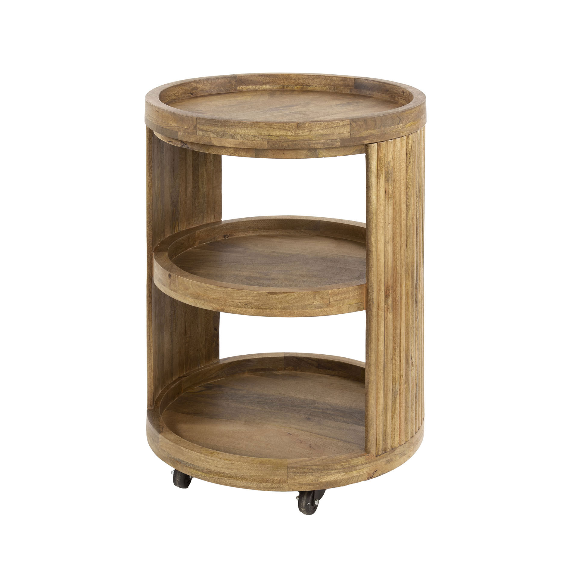 Weintrolley SWELL mit Tablett Mango Massivholz sand Trolley auf Rollen Beistelltisch 