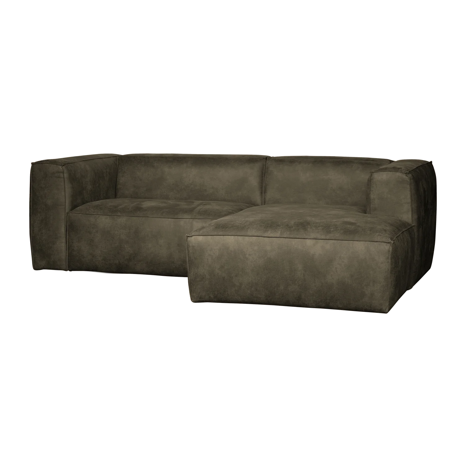 Ecksofa BEAN Eco Kunstleder armygrün Longchair rechts
