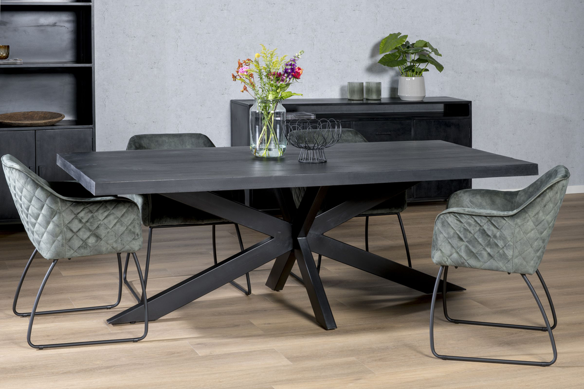Esstisch Spider 200 x 100 cm Mango Holz schwarz