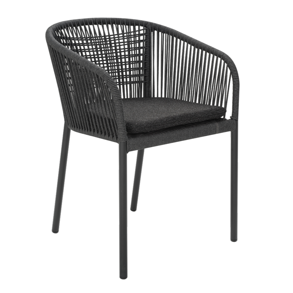 Gartensessel Gartenstuhl Delta Geflecht Aluminium schwarz