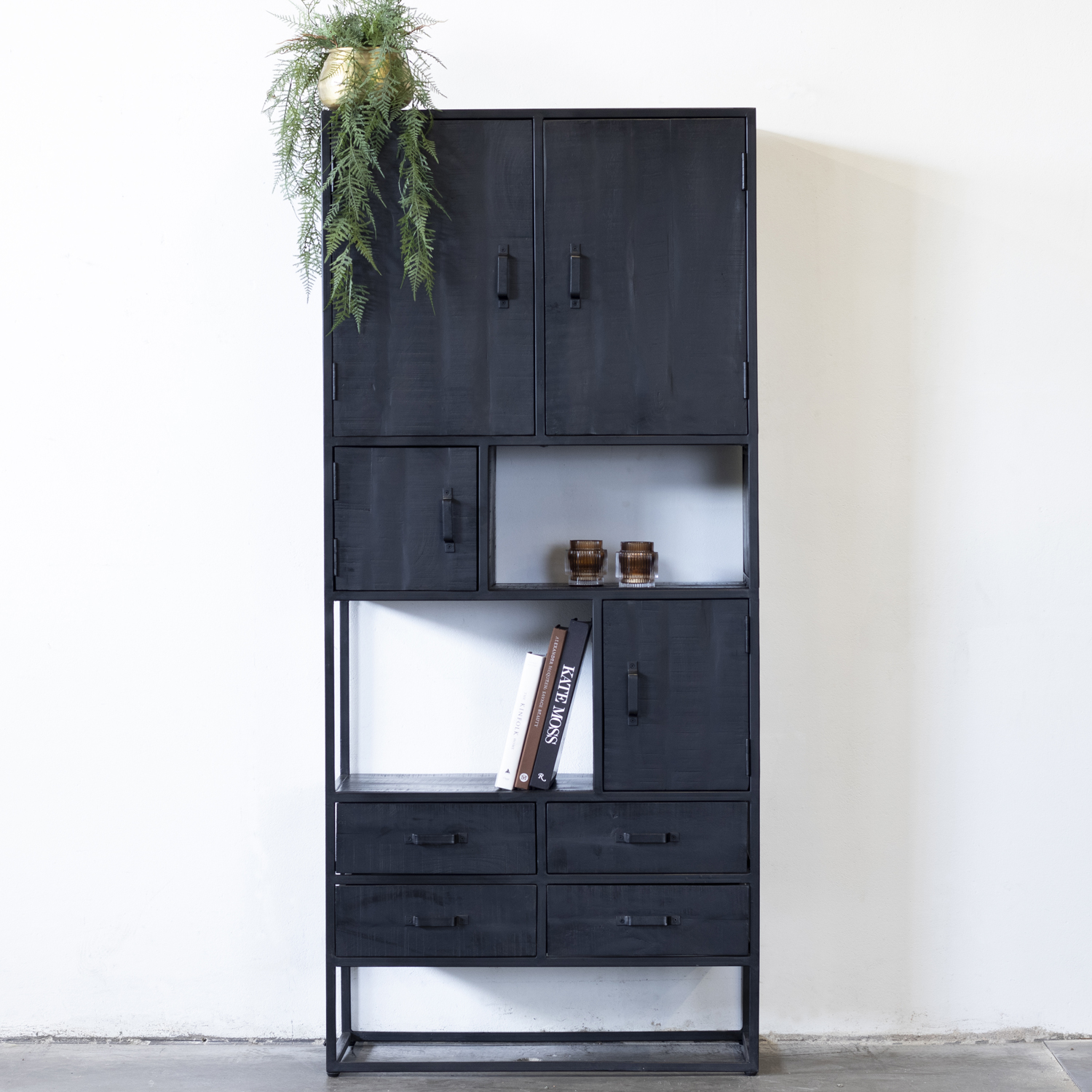 Industrie Regal BEN Mango Massivholz Metall schwarz Bücherregal