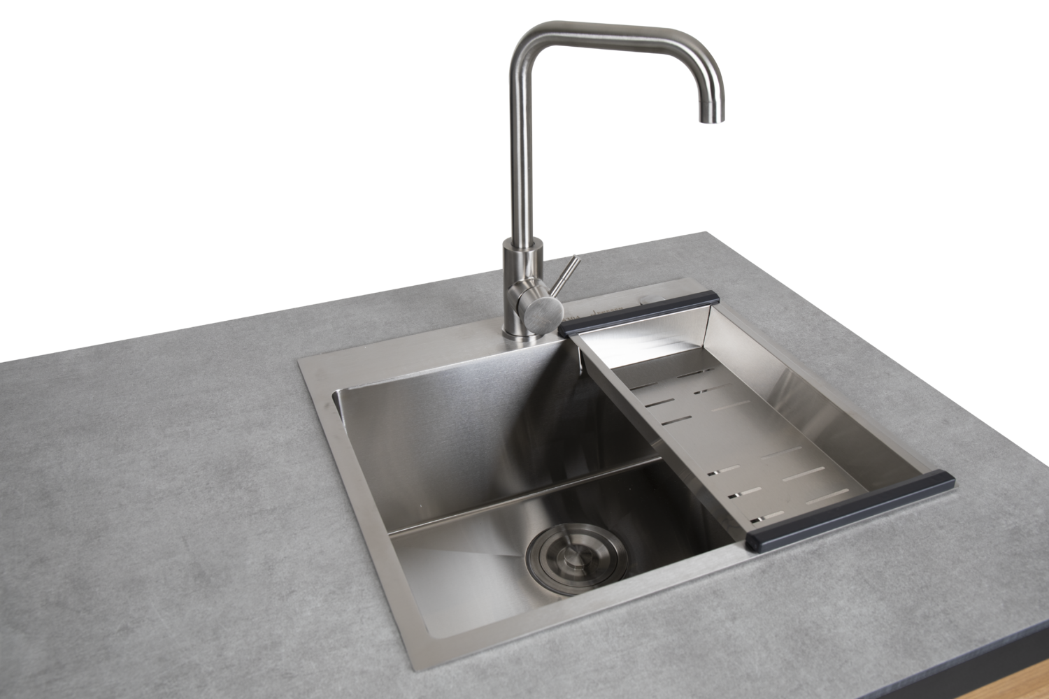 Fornax Outdoor Küche Außenküche Spülelement Spüle Alu Teakholz  