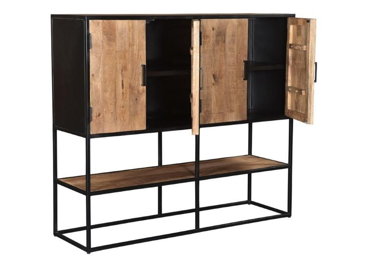 Highboard Schrank Sturdy B 160 cm Mangoholz Metall