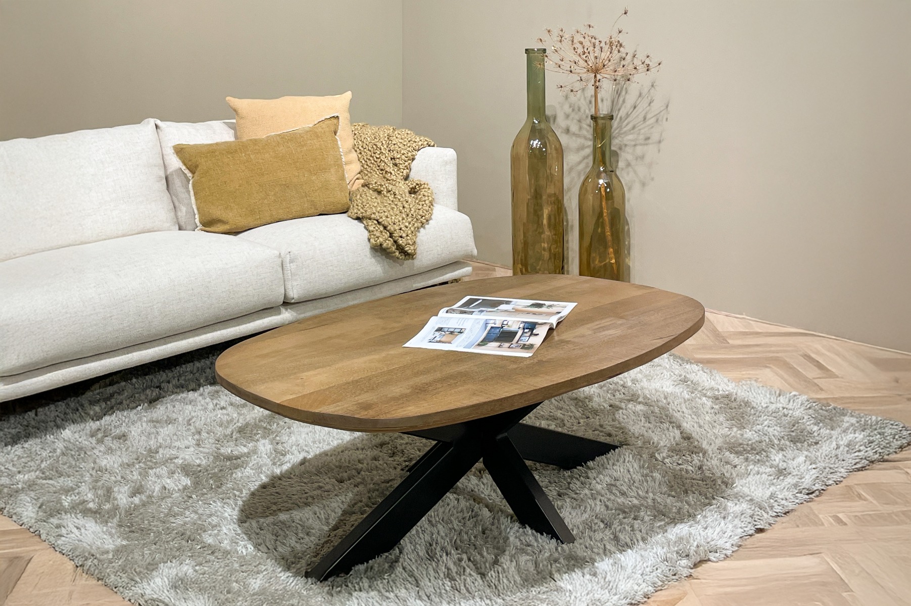 Couchtisch Sofatisch Jesper 120 x 75 cm Mangoholz hellbraun