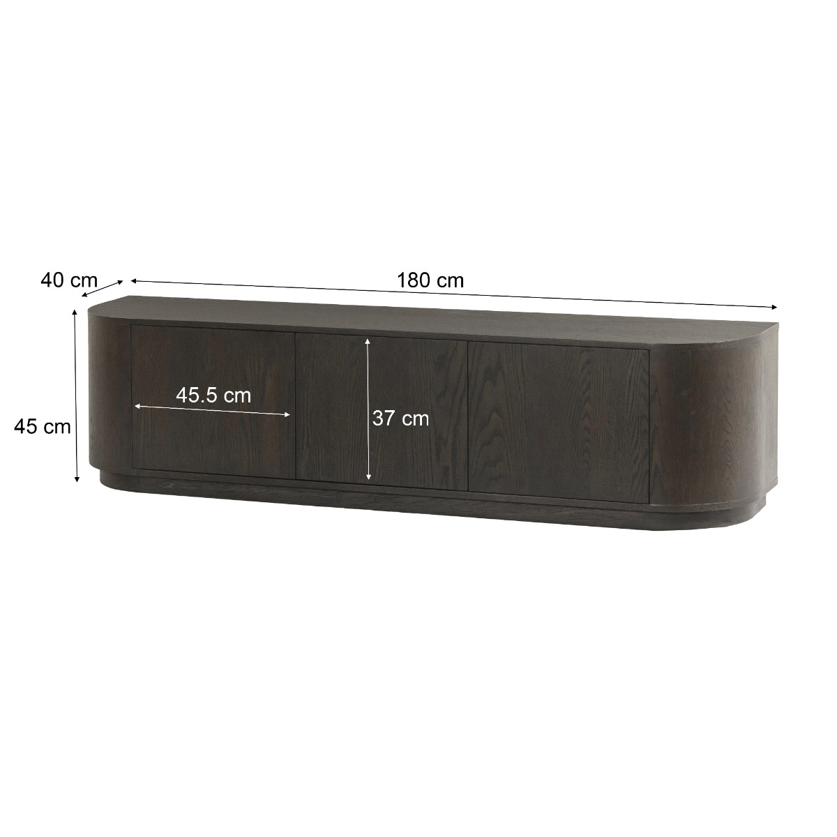 TV Möbel Lowboard Novero 180 cm Eichenholzfurnier Espresso braun