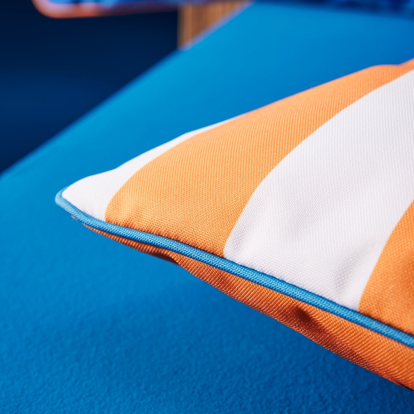 2´er Set Outdoor Kissen orange weiss gestreift 45 x 45 cm Outdoorkissen 