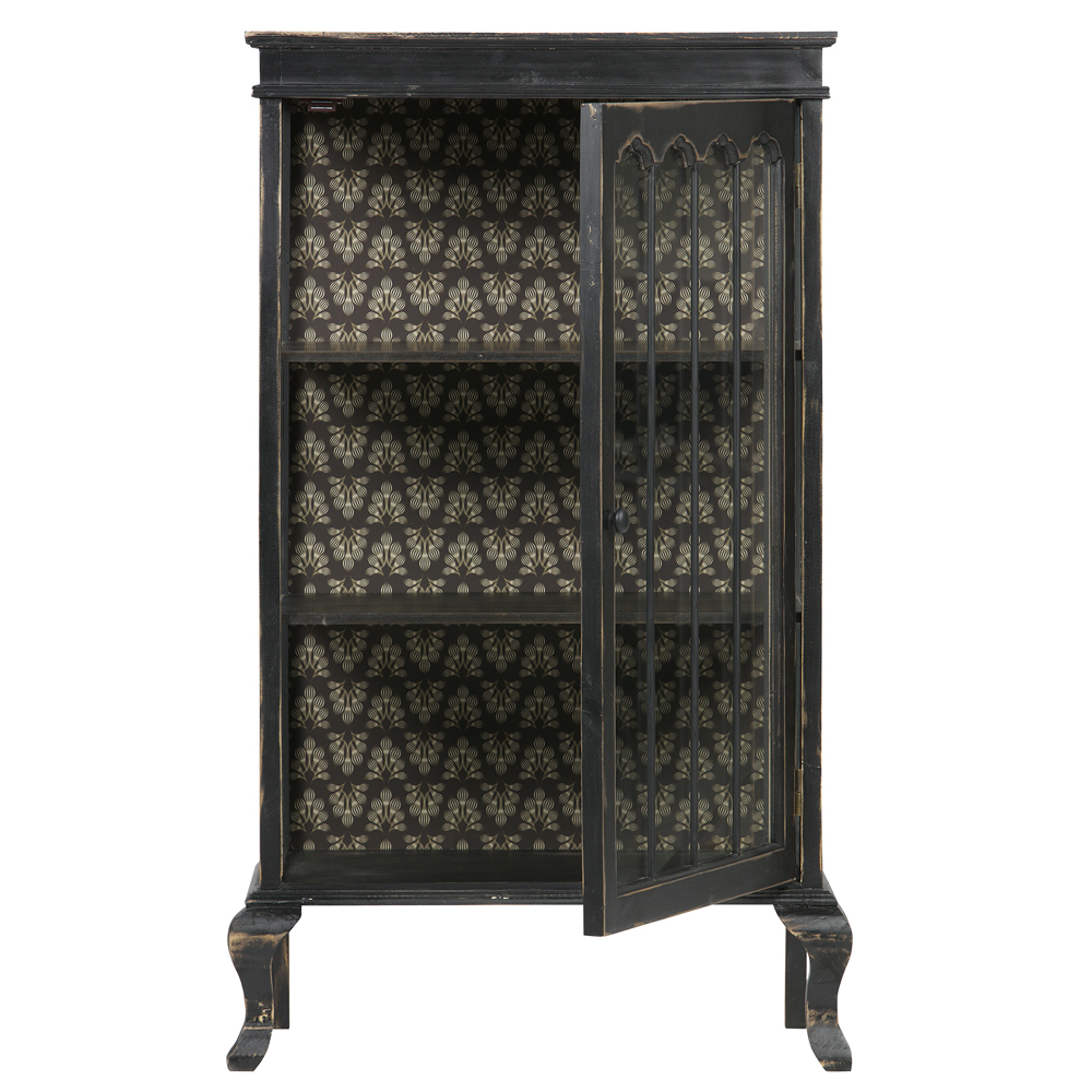 Vitrinenschrank ODD Vintage schwarz Vitrine Schrank