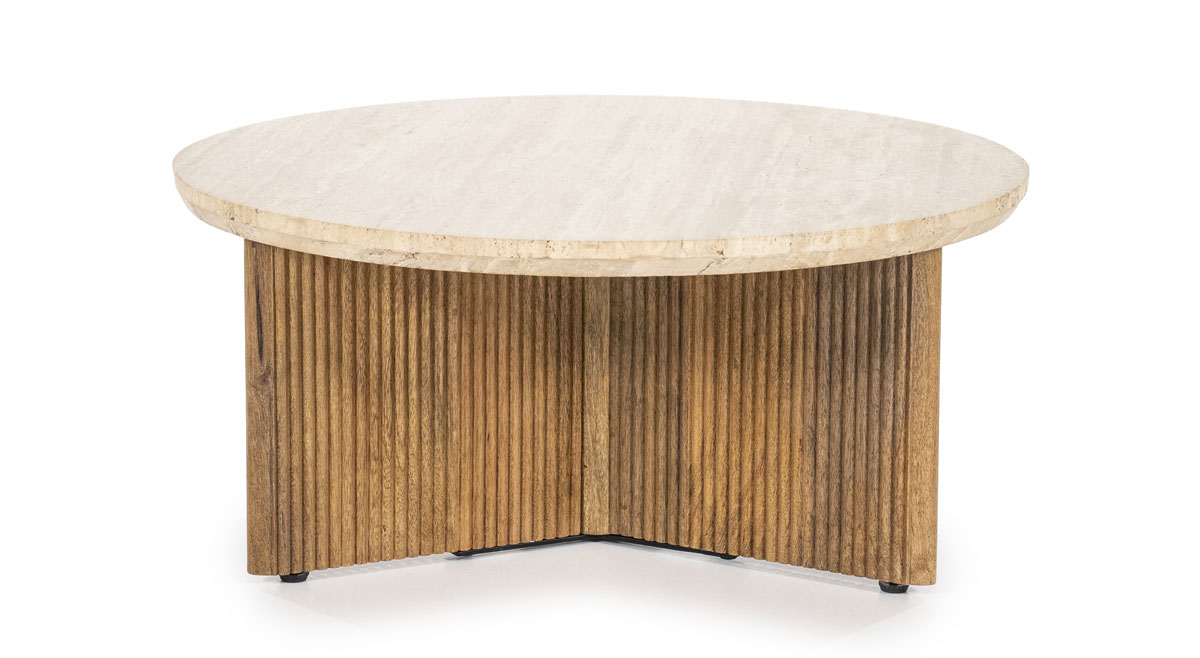 Couchtisch Sara rund Ø 78 cm Travertin Naturstein