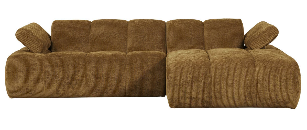 woood Chaiselongue Sofa MOJO rechts gerippter Stoff honiggelb