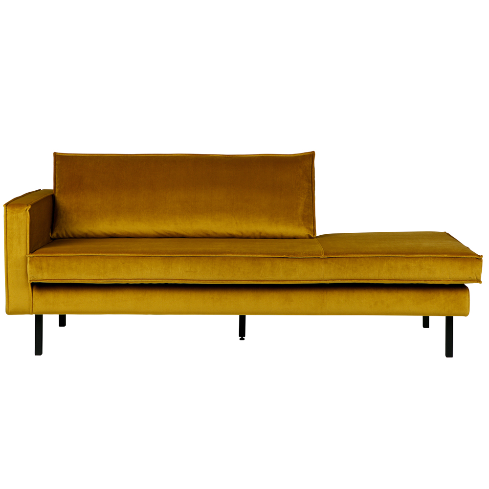 Sofa Chaiselongue RODEO Recamiere Samt ocker links Tagesbett