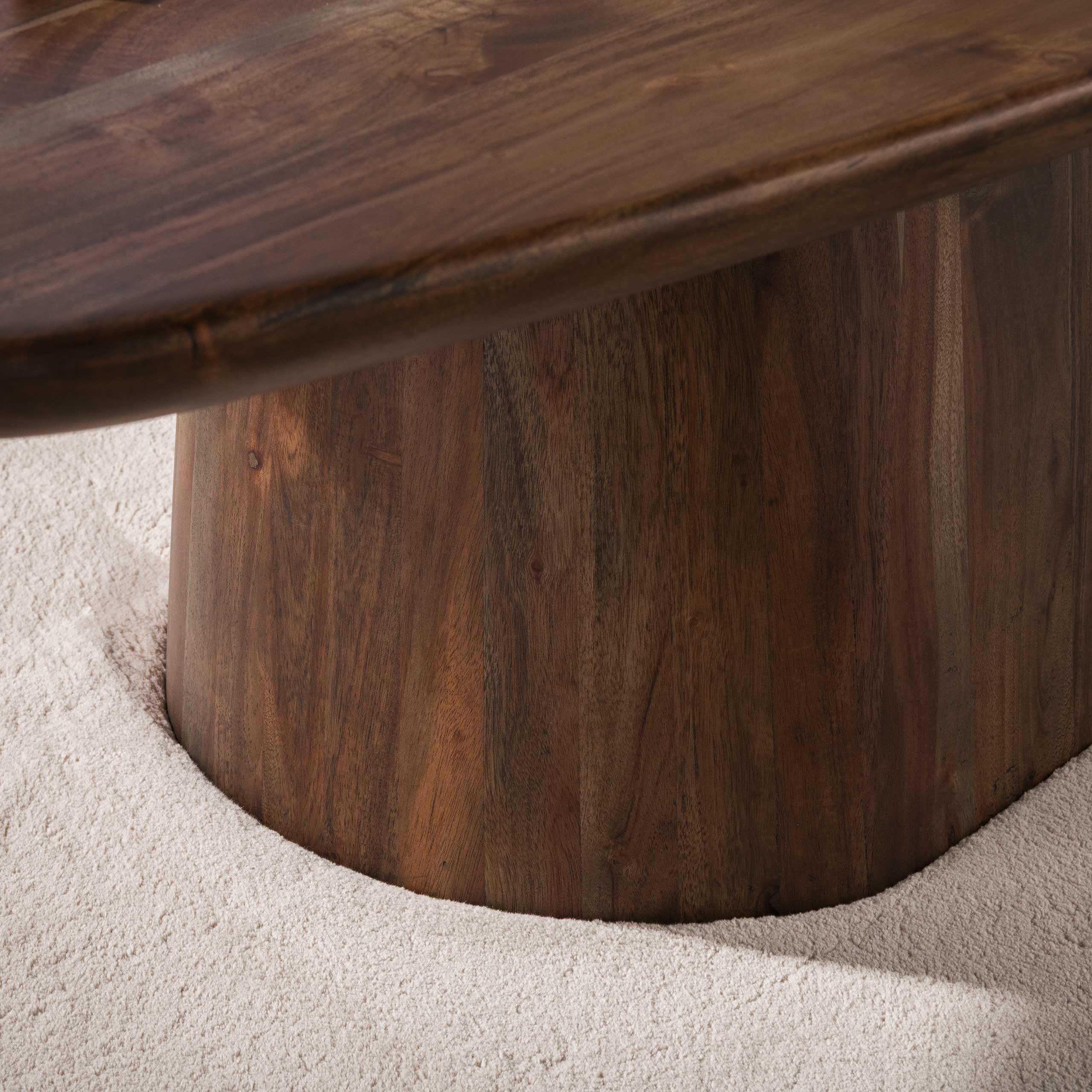 Couchtisch SANO oval massiv Akazie braun