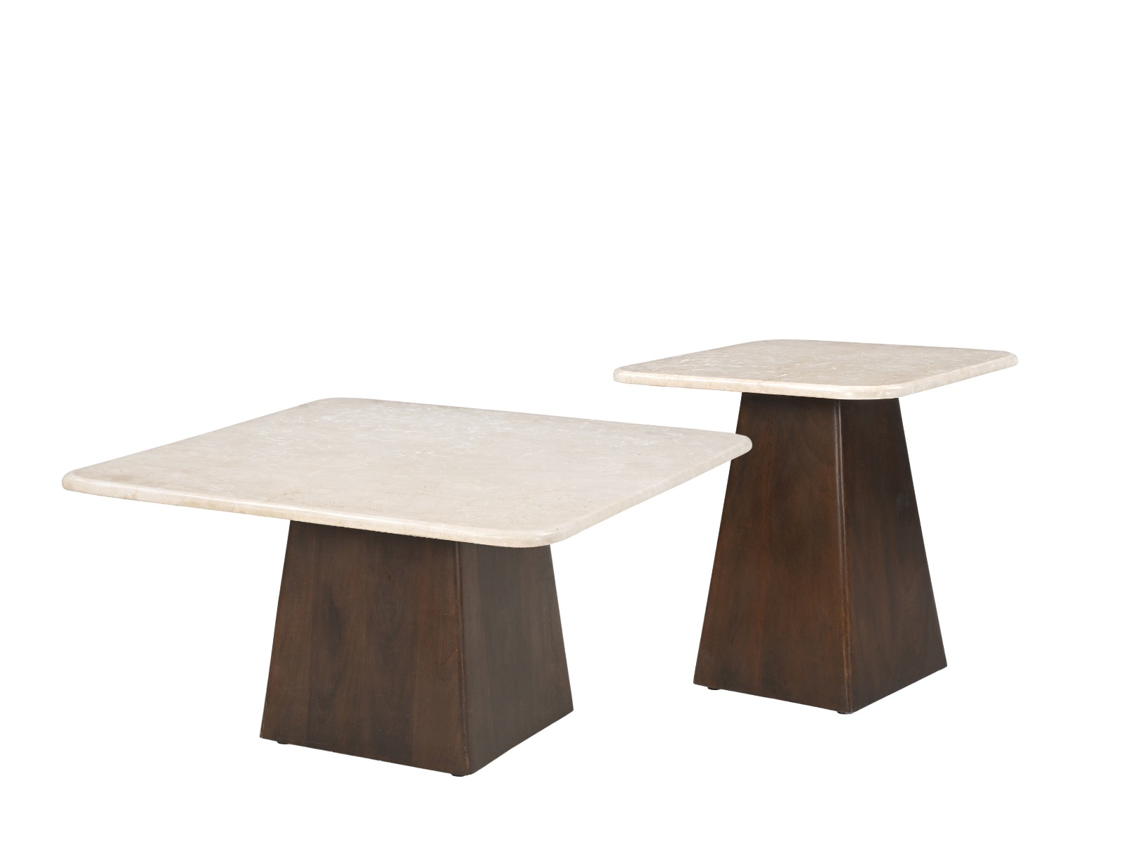 Beistelltisch Bottecino 45 x 45 cm Mangoholz braun Marmor