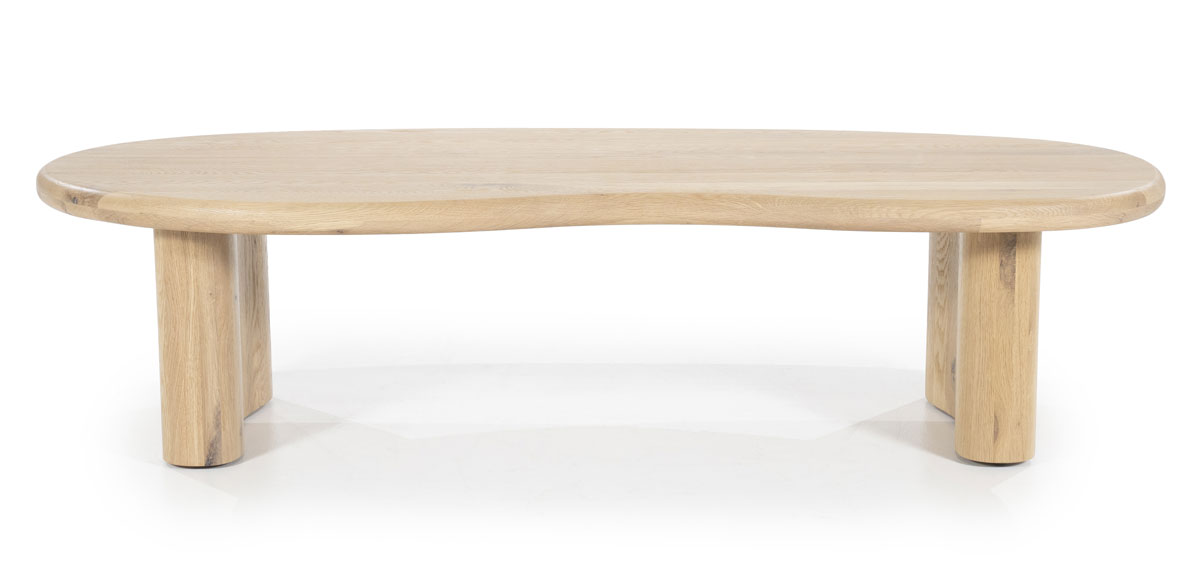 Couchtisch Josh 140 x 60 cm organische Form Eiche Holz Furnier hellbraun