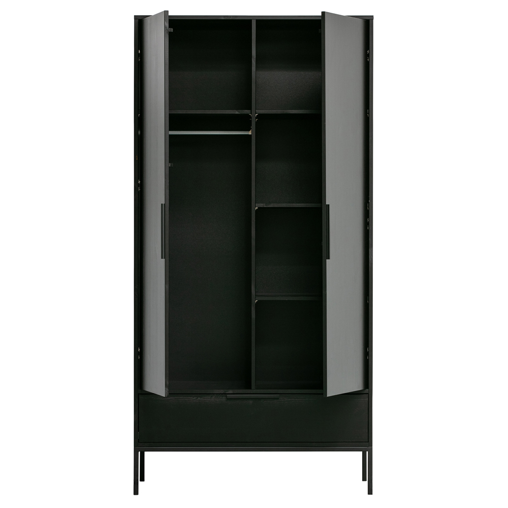 Kleiderschrank Adam schwarz 100 cm Kiefer