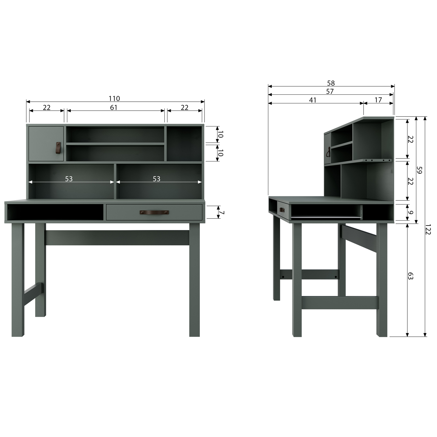 Vtwonen Schreibtisch Stage 110 cm Kiefernholz grün