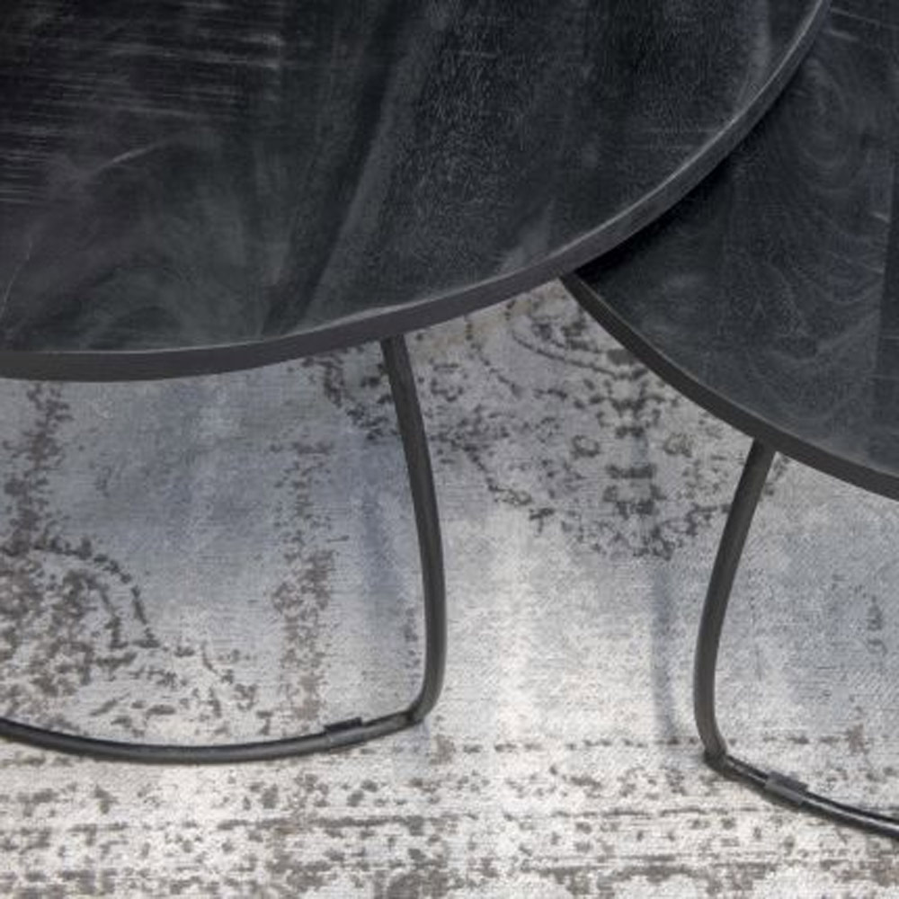 2er Set Couchtisch Emma Mangoholz Metall schwarz