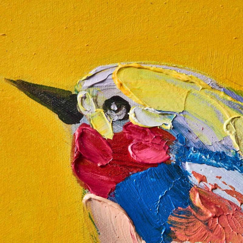 Bild 30 x 30 cm Zwitscherklang Vogel Bird Acryl Leinwand gelb
