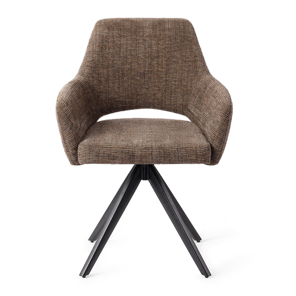 Esszimmerstuhl YANAI drehbar – Kastanie mit schwarzem Gestell