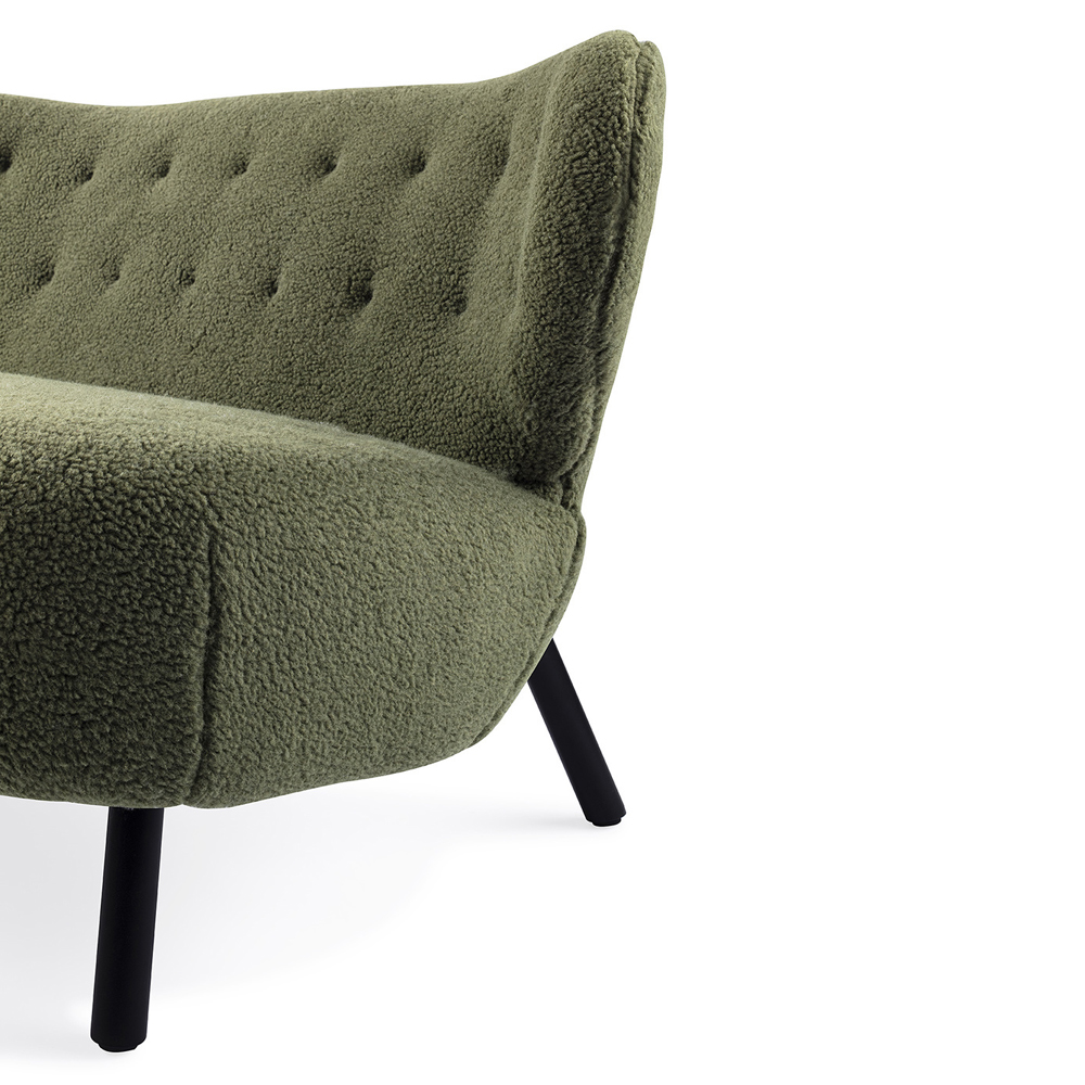 Retro Lounge Sofa Bank Kita grünTeddy Stoff