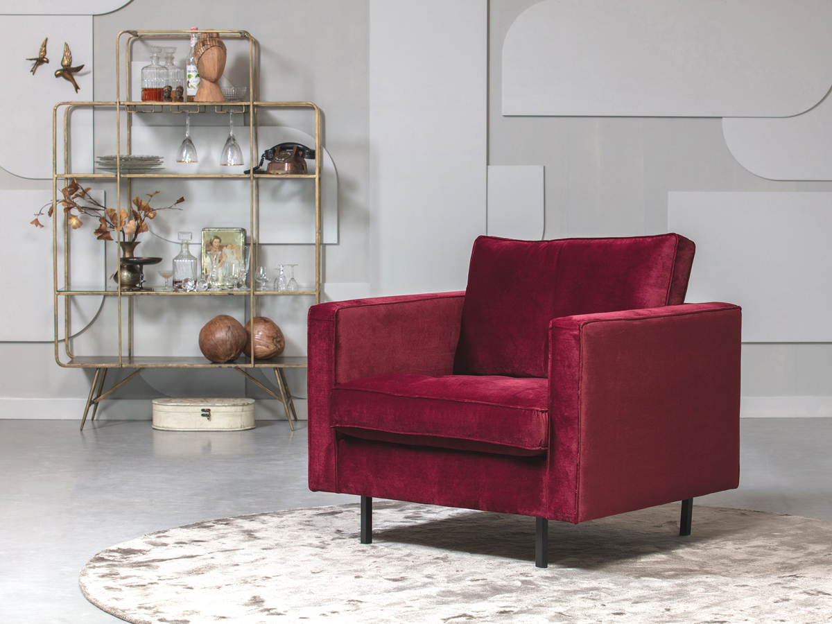 1,5 Sitzer Sessel Rodeo Classic Samt rot