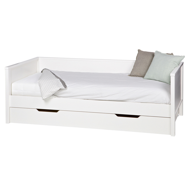 Sofabett NIKKI Bett mit Bettkasten Kiefer weiß