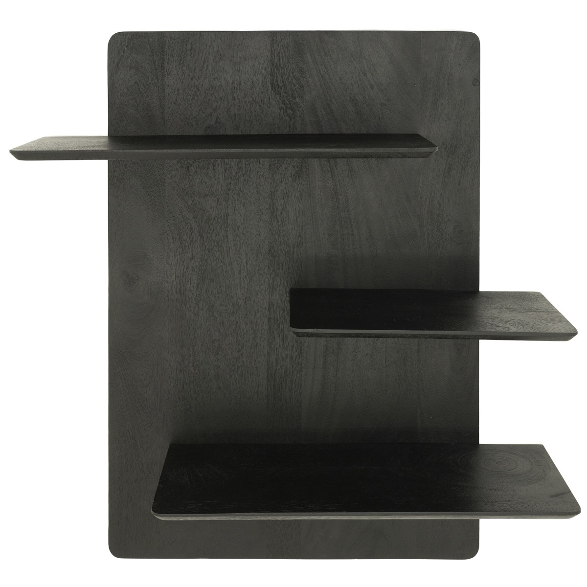 Wandregal Seco mit 3 Regalböden Mango Massivholz schwarz