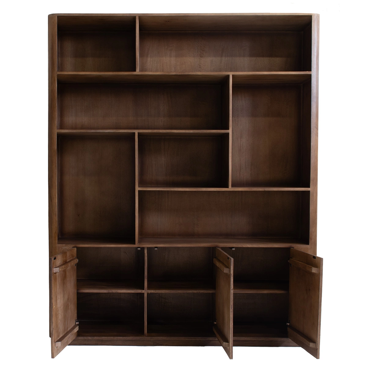 Wandschrank Regal Linn H 220 cm Mangoholz dunkelbraun Schrank