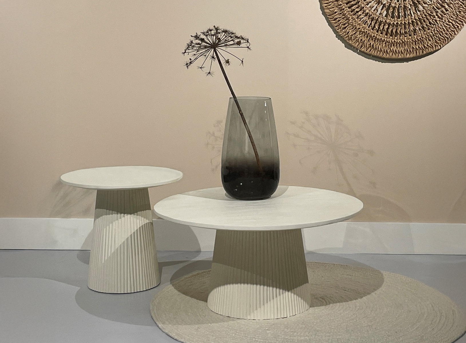 Couchtisch Patrice Ø 80 cm Mangoholz cremeweiß Sofatisch