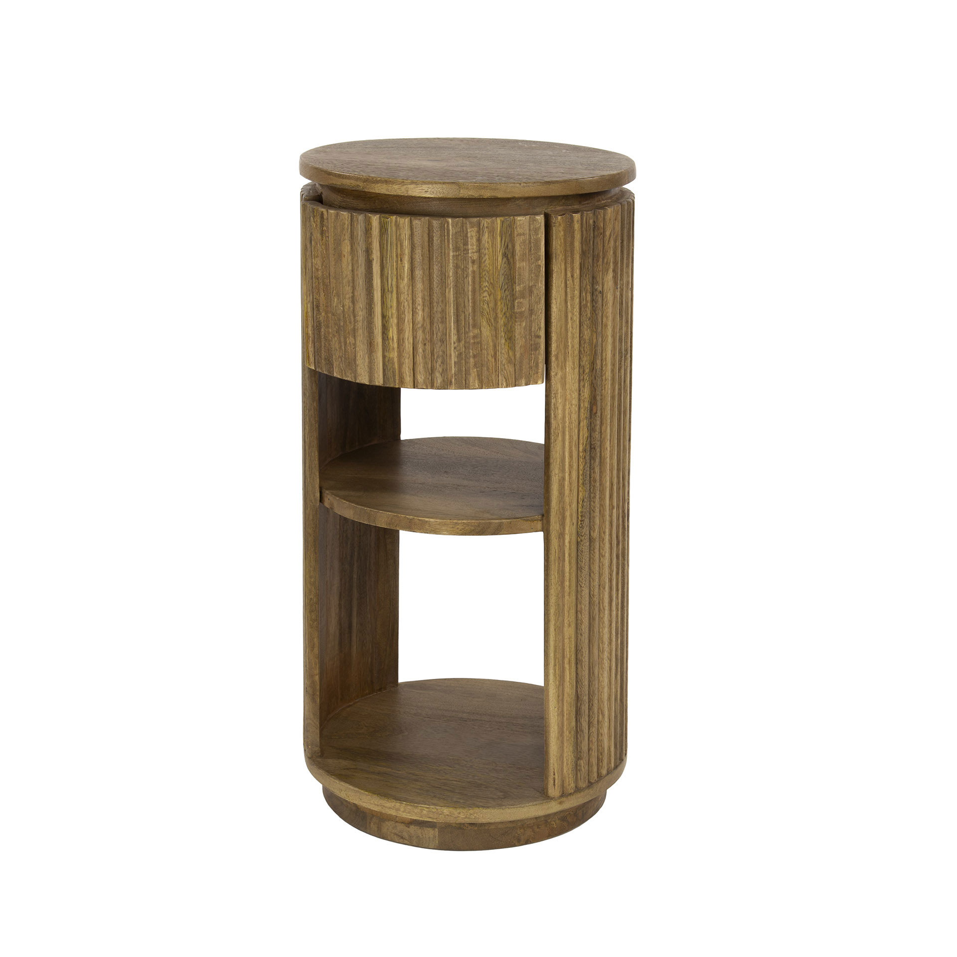 Nachttisch SWELL H 60 cm mit Schublade Mango Massivholz sand Nachtschränkchen