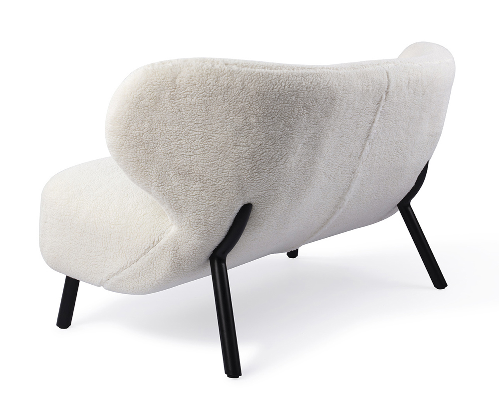 Retro Lounge Sofa Bank Kita cream Teddy Stoff