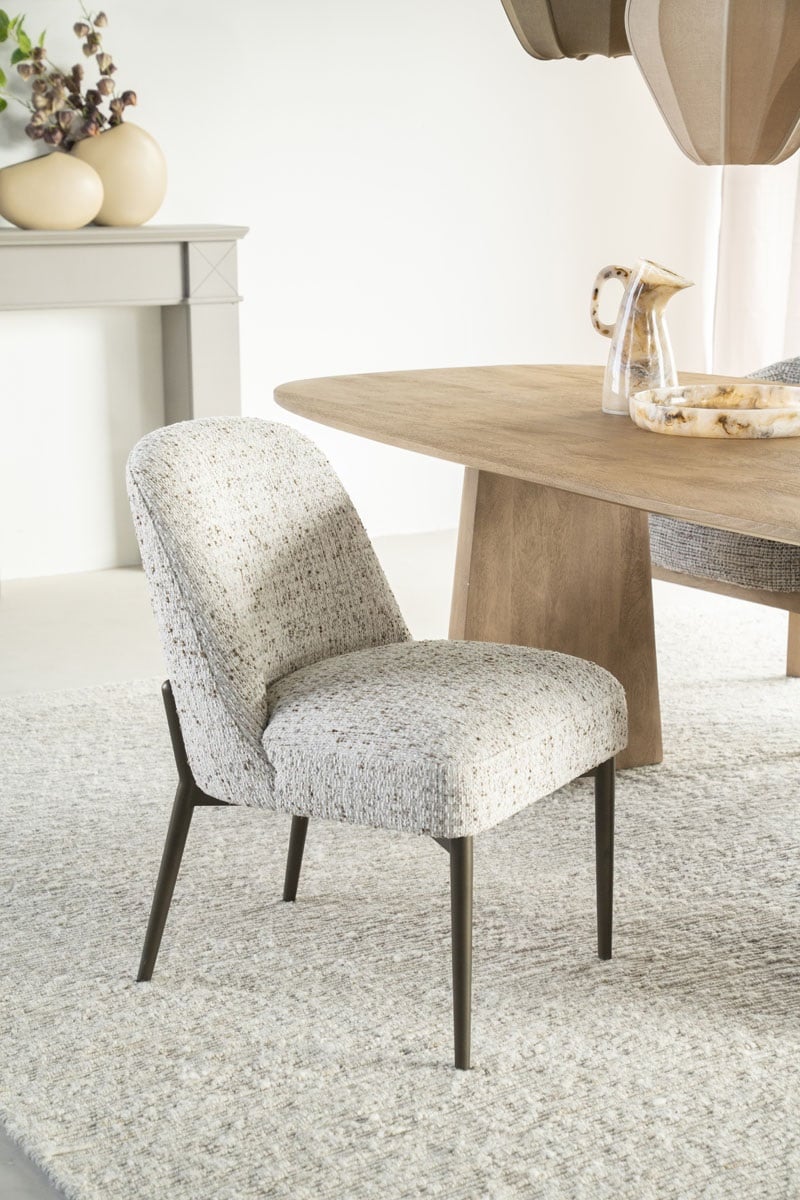 Esszimmerstuhl Tobias Vierfußstuhl Metall Stoff beige