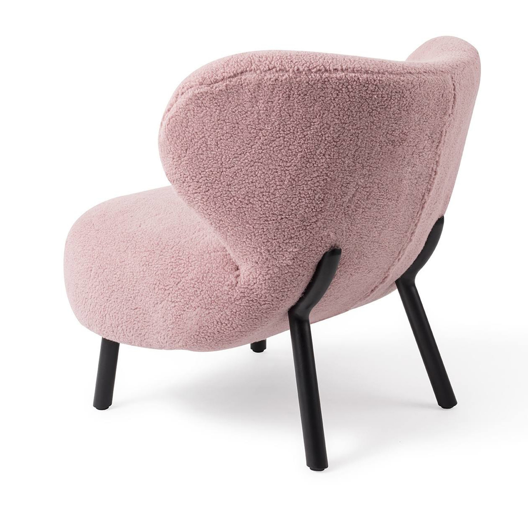 Retro Lounge Sessel Kita rosa pink Teddy Stoff