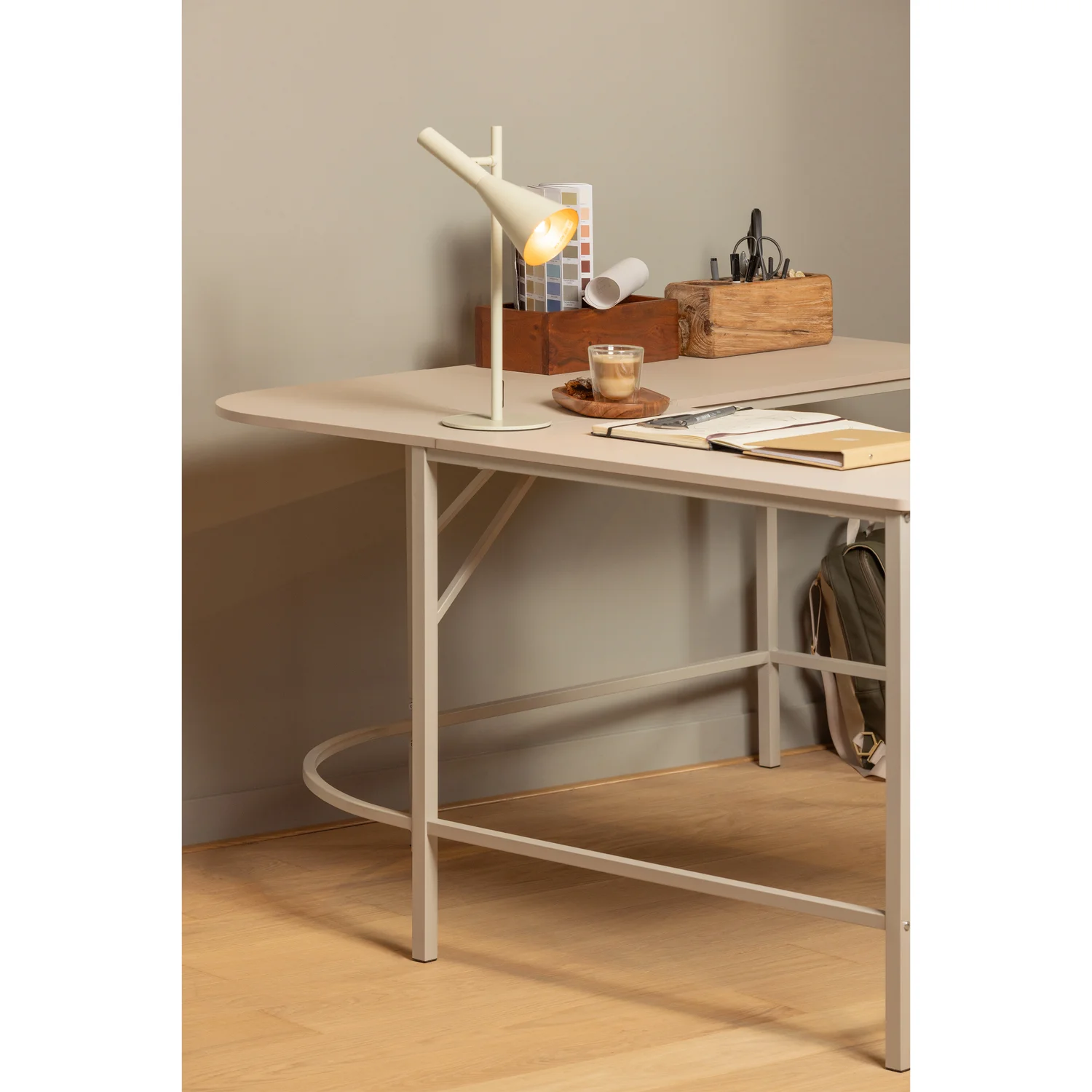 Eckschreibtisch MIKE 135 x 135 cm MDF Metall staubgrau