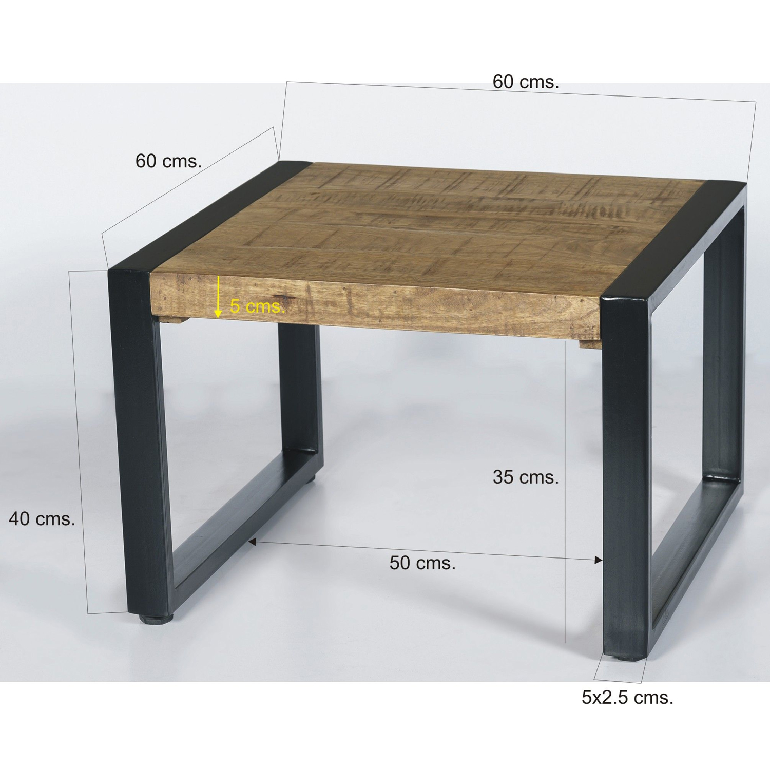 Beistelltisch Couchtisch Nairobi 60 x 60 cm Mango Holz Metall