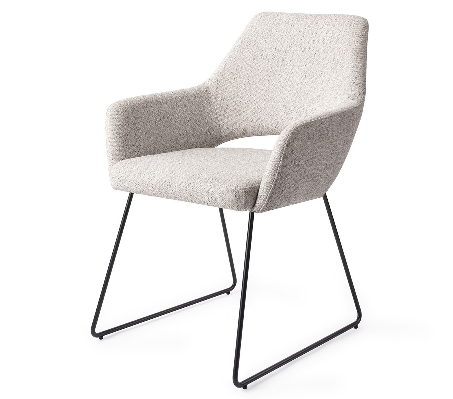 Esszimmerstuhl YANAI – Hellgrau mit schwarzem Slide Gestell