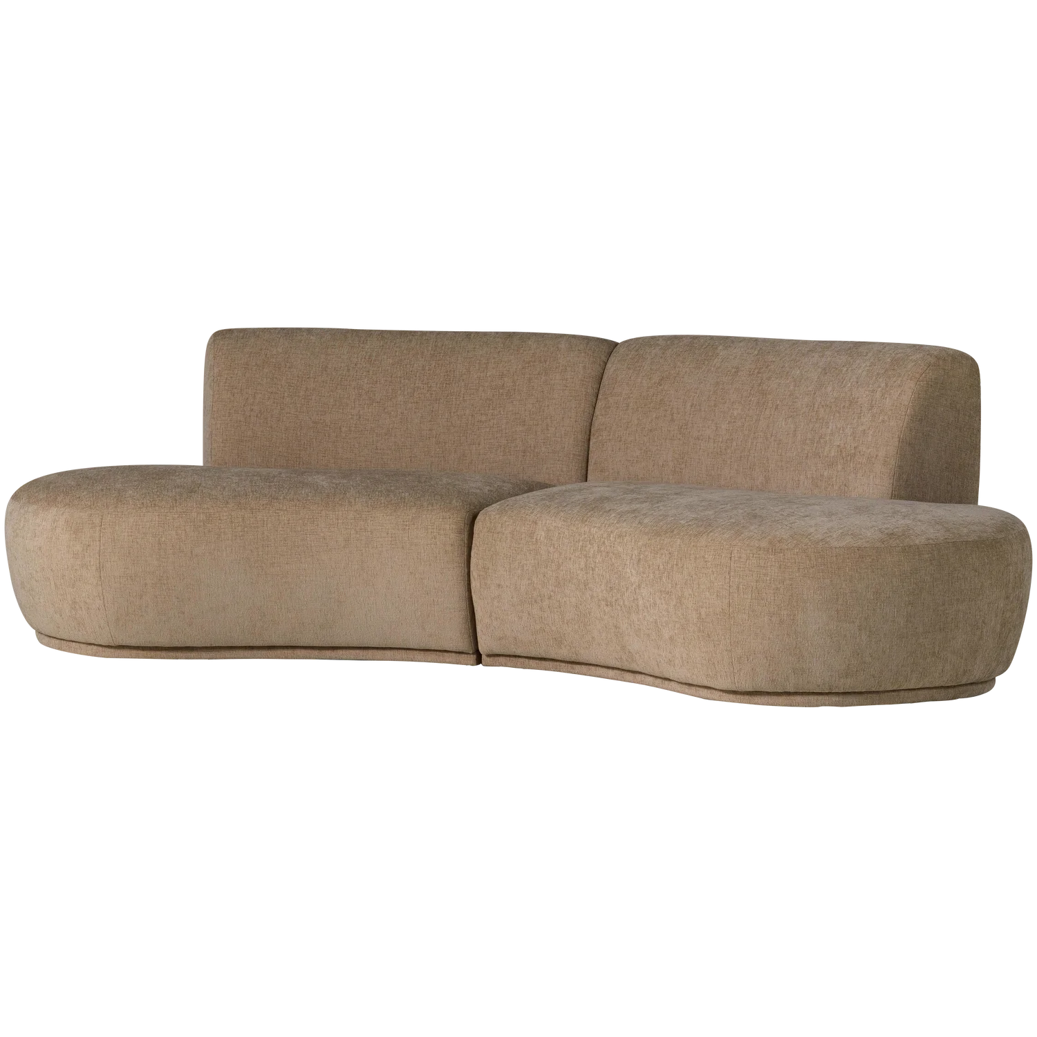 4 Sitzer Sofa BATAVIER halbrund Velvet Melange hellbraun