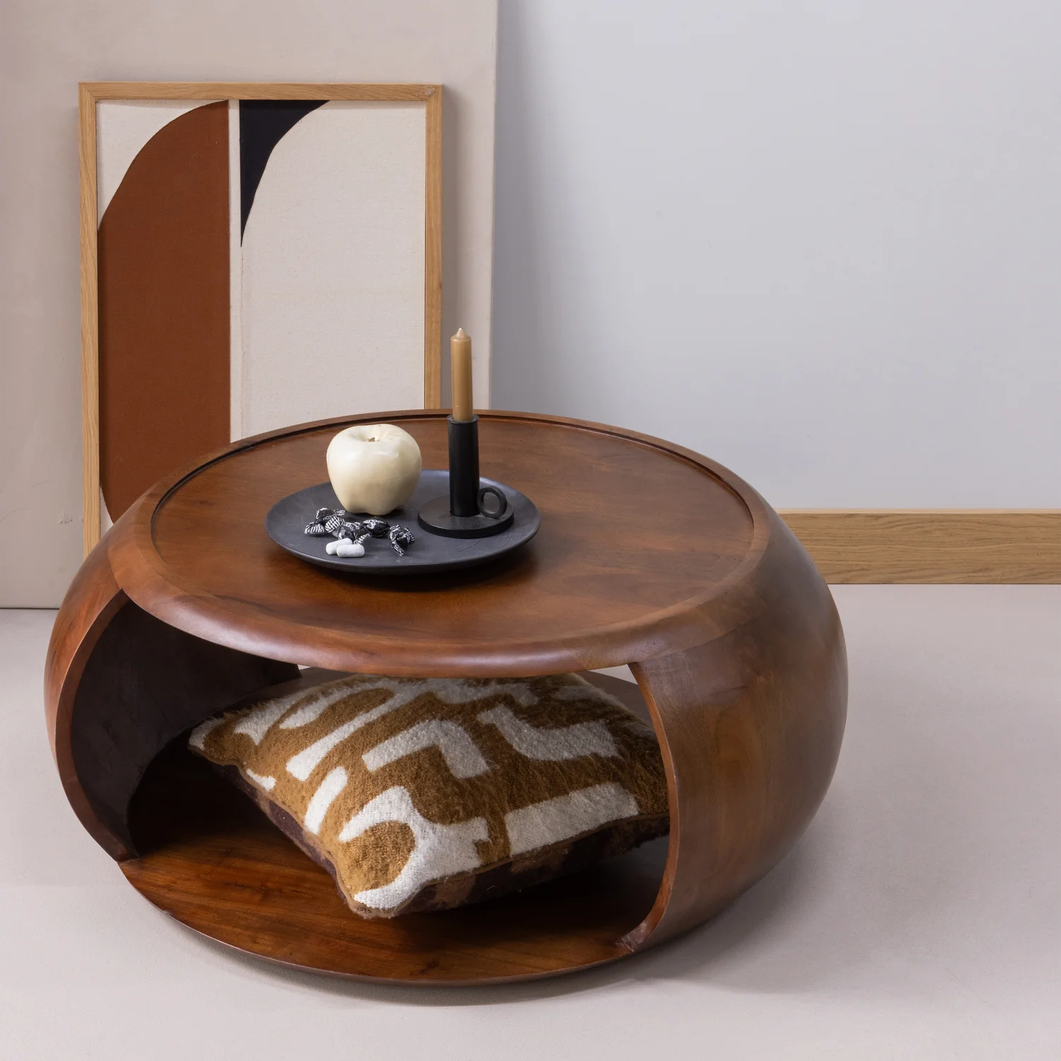 Couchtisch COLE rund Ø 72 cm Mango Massivholz braun