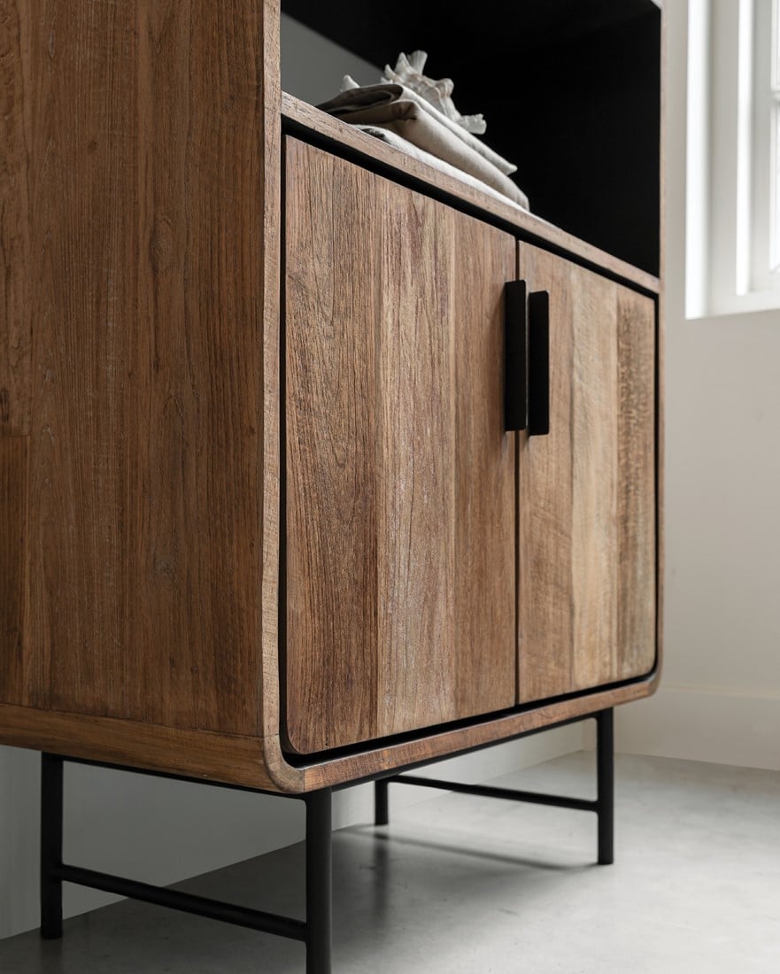 Bücherregal Evo H 220 cm recyceltes Teakholz Regal Schrank