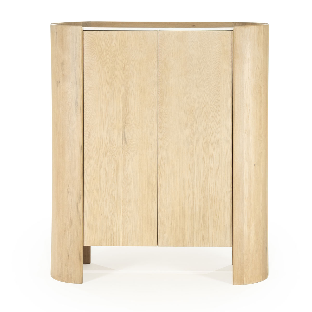 Highboard Don mit 2 Türen Eiche Holz Furnier hellbraun Marmor
