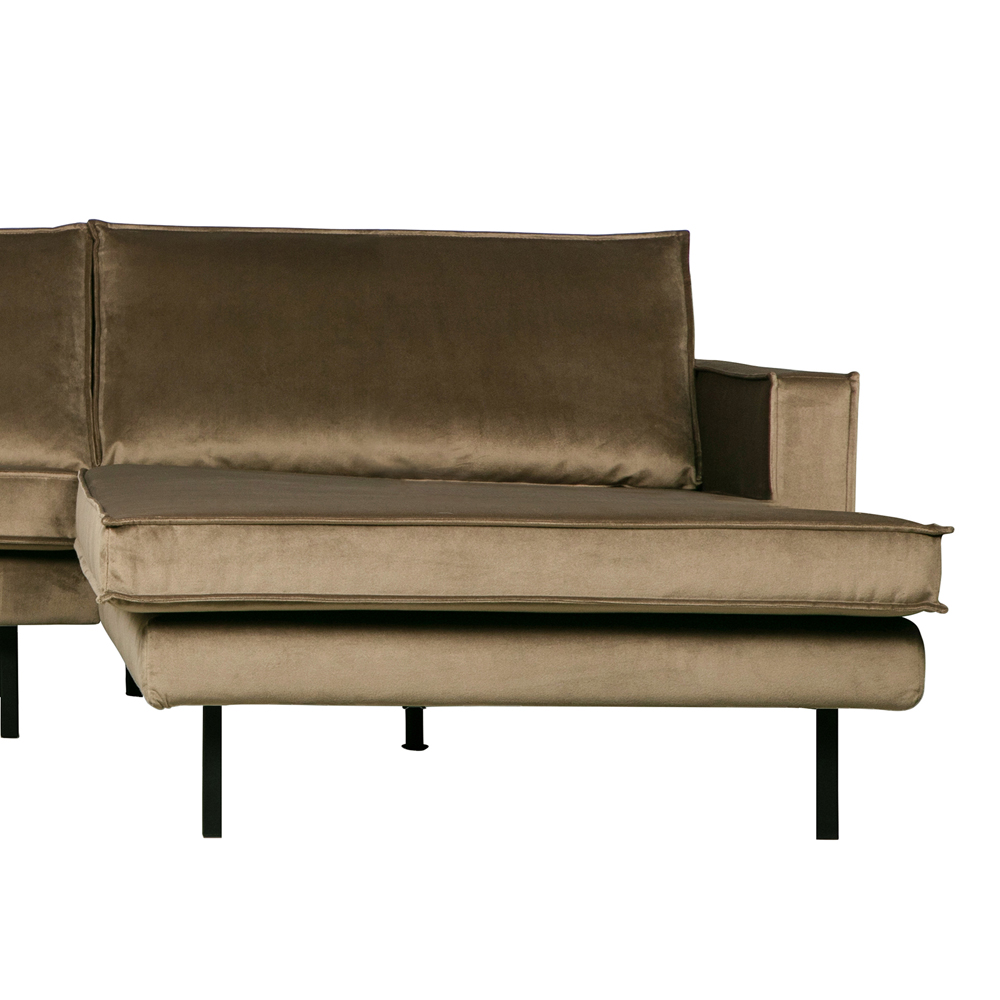 Eckgarnitur Rodeo Samt taupe Couch Sofa Ecksofa Longchair rechts