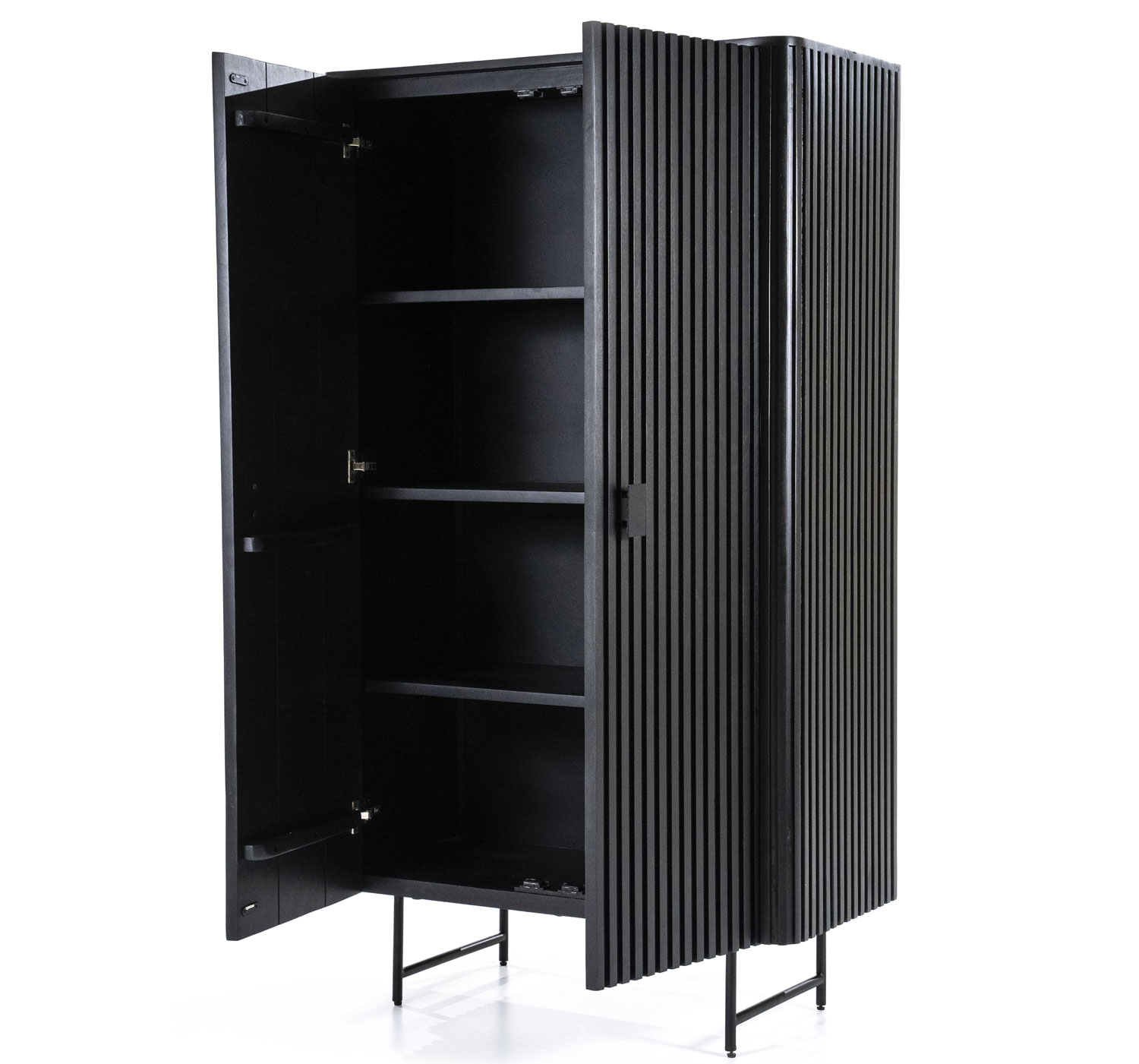 Schrank Highboard Remi H 170 cm Mango massiv schwarz