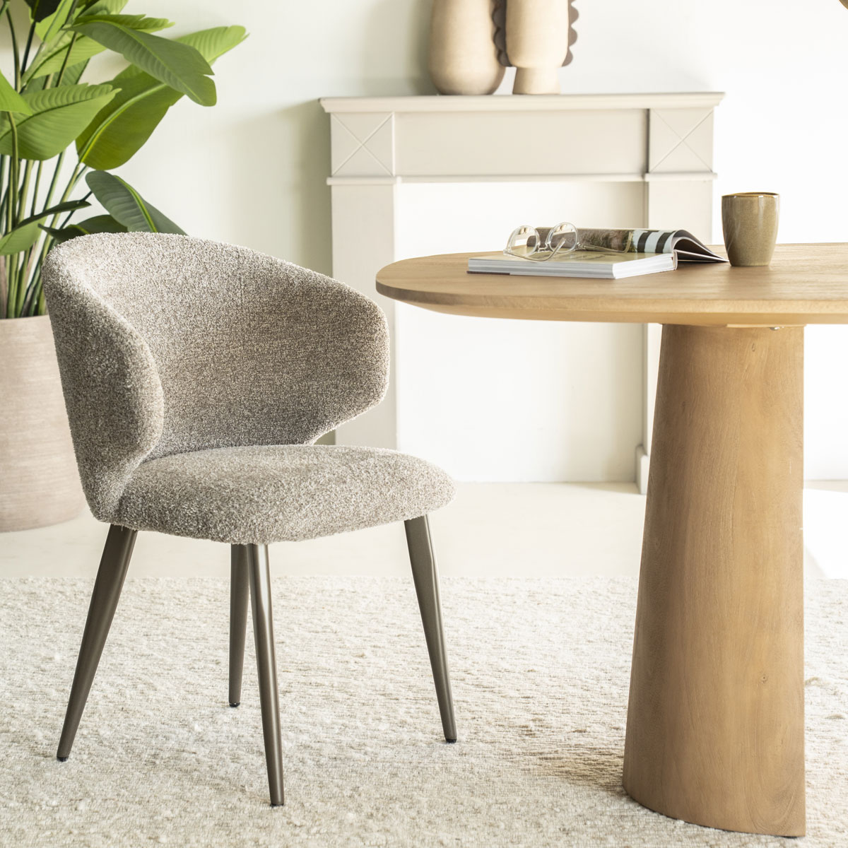 Esszimmerstuhl Mateo Vierfußstuhl Stoff taupe