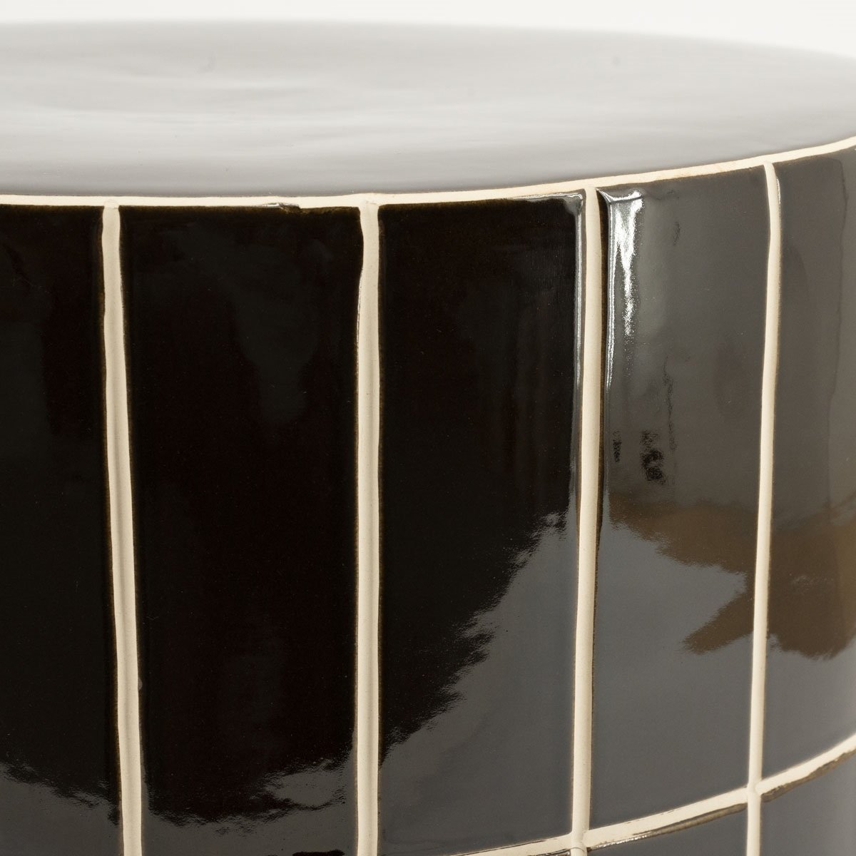 Couchtisch TileTastic I Ø 42 cm Keramik braun Beistelltisch 