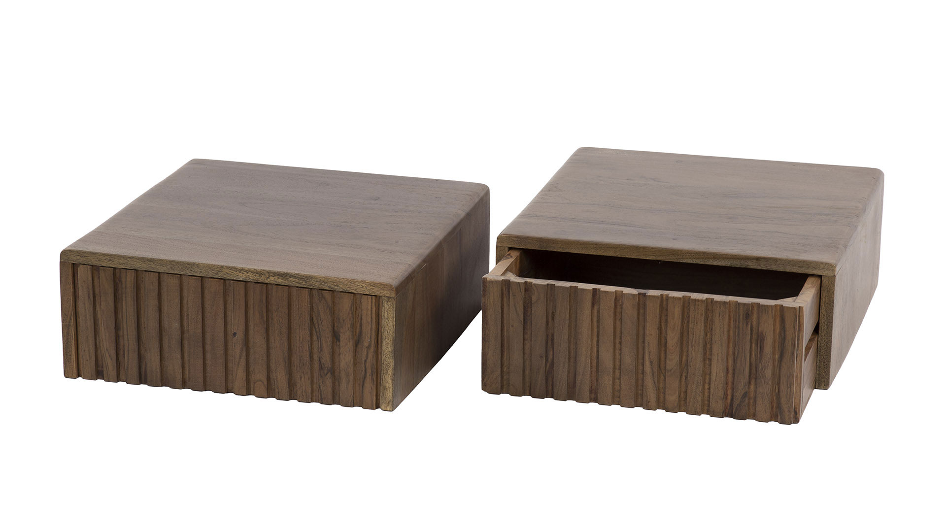 2er Set Nachtschränkchen SOUL mit Schublade Akazie Massivholz braun Nachttisch